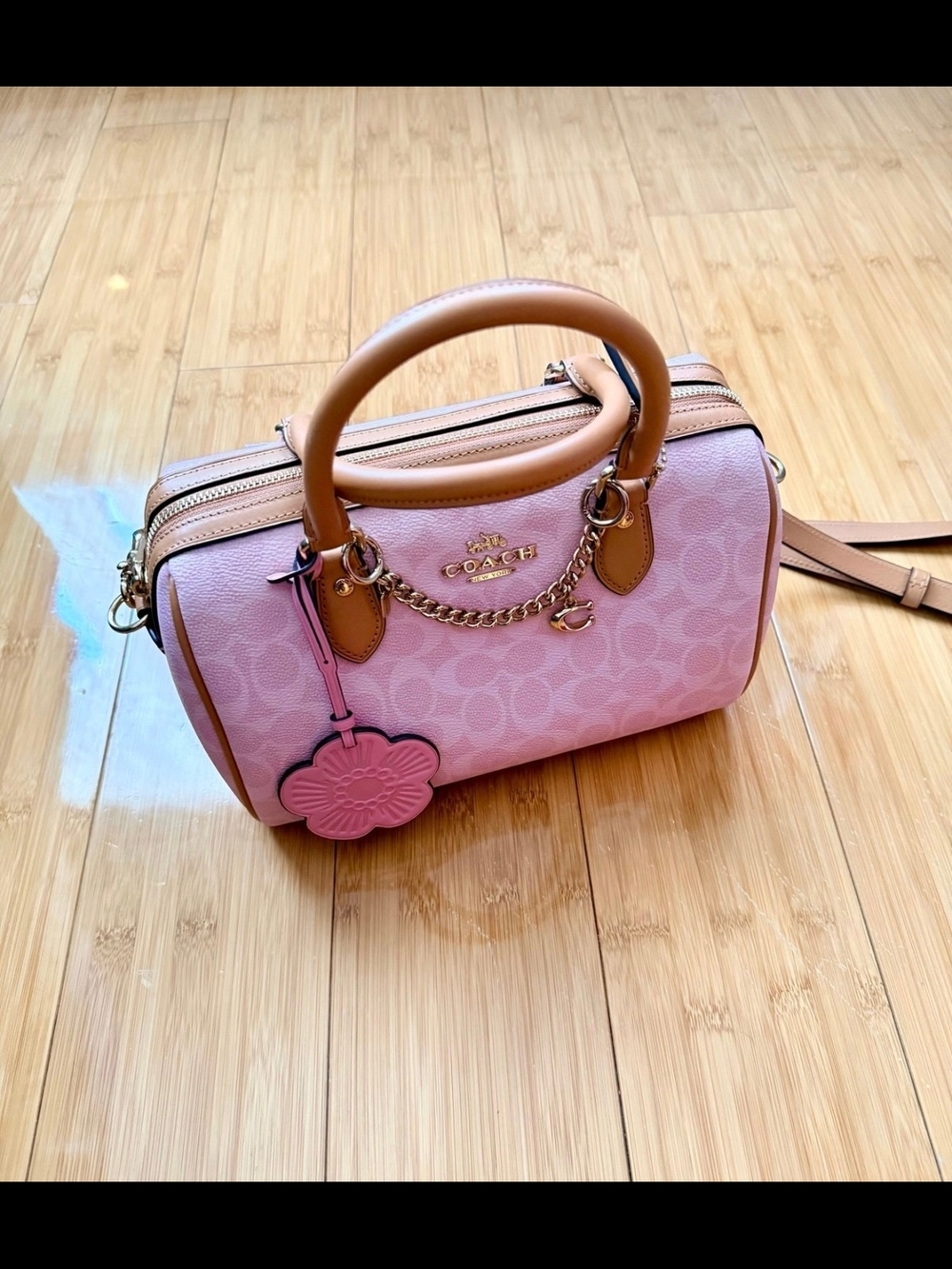 Coach Pink Signature Satchel Rowan NO CHARMS
